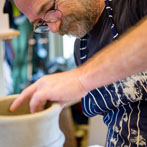 Paul Young making a dovecote in his workshop 2016